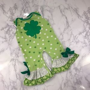 Ricrac and Ruffles St Patricks Day Romper 12M GIRL
